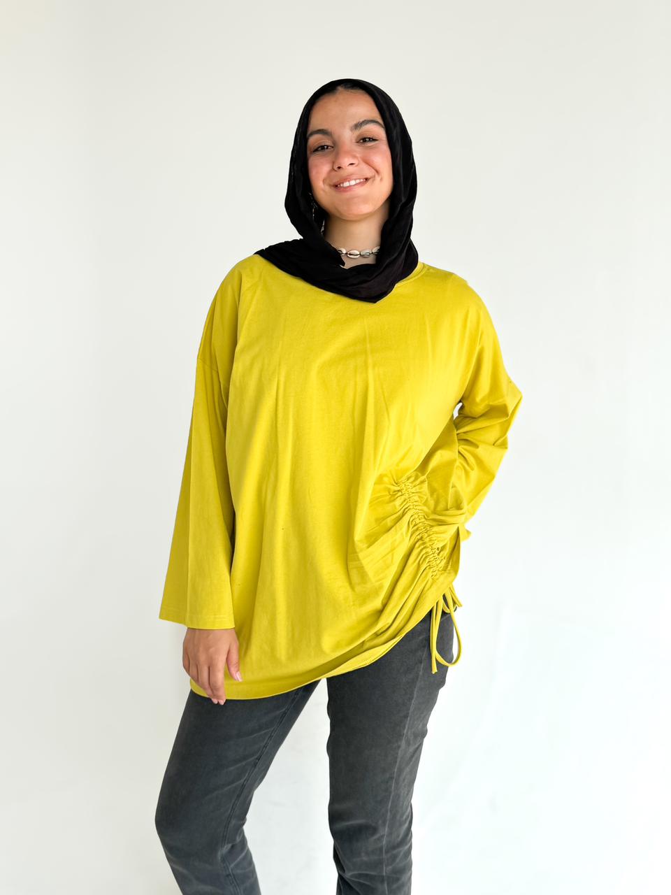 Yellow Long Sleeve T-shirt with ribbon