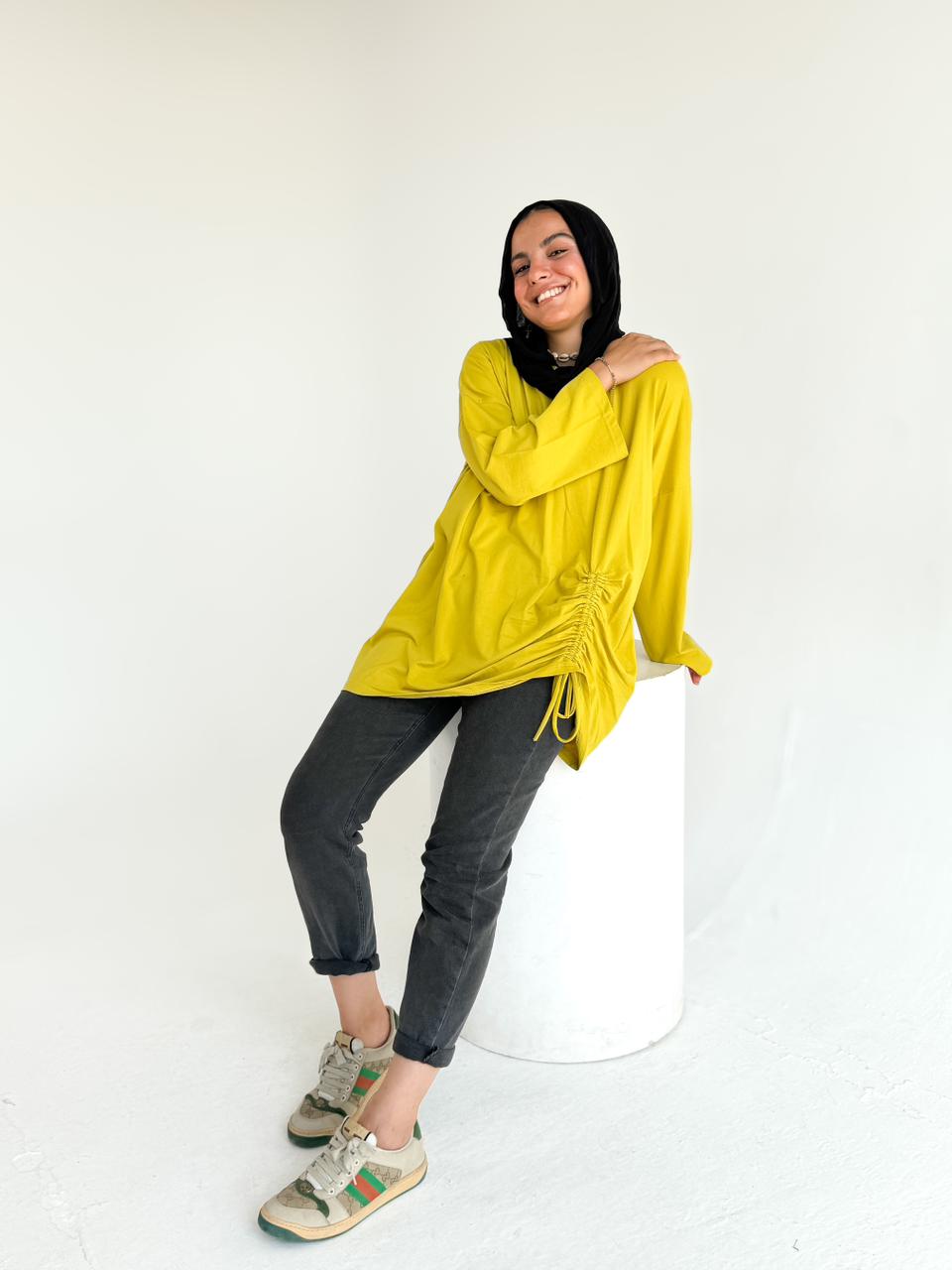 Yellow Long Sleeve T-shirt with ribbon