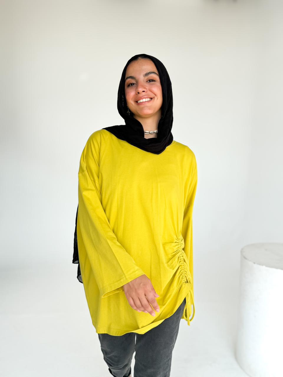 Yellow Long Sleeve T-shirt with ribbon